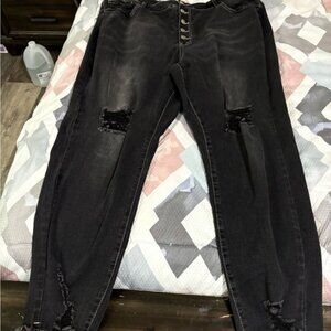 SHEIN Black Ripped Skinny Jeans